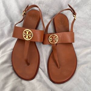PRELOVED Tory Burch Eleanor Sandals Brown Size 8 T-Strap